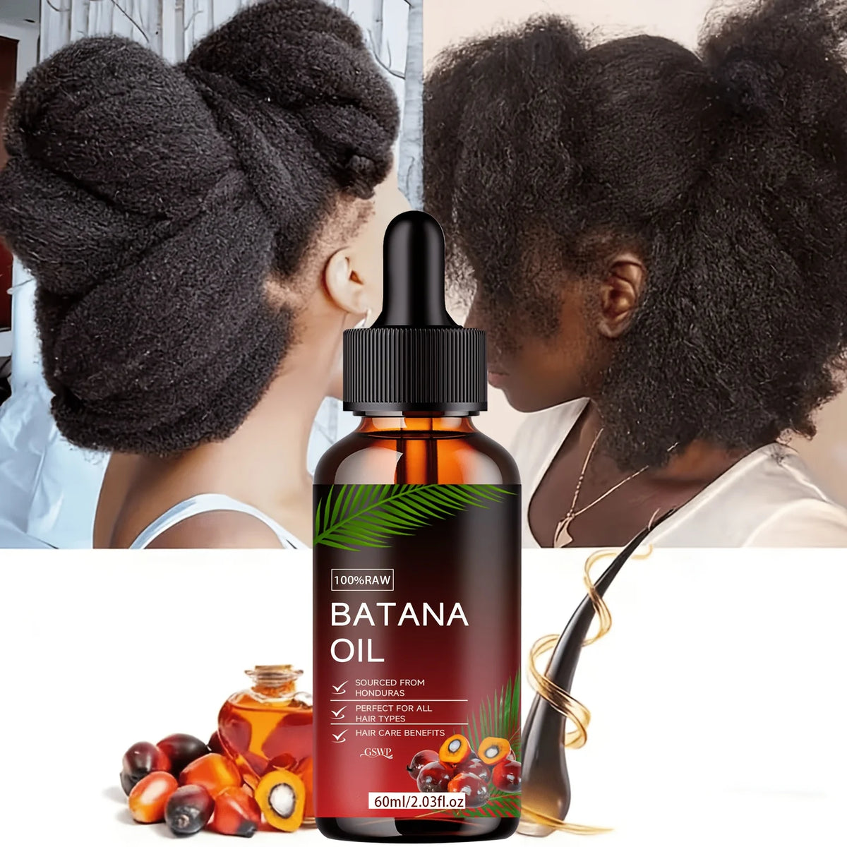 GSWP Batana Oil Hair Oil, Deep Moisturizing, Making It Soft and Shin, Deep Conditioning & Strengthening, Repairing Hair.60/120ml