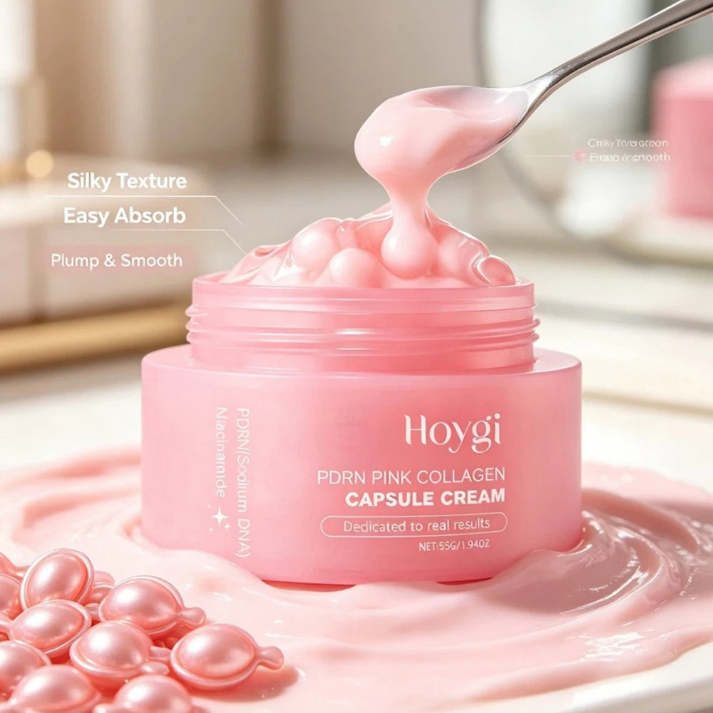 Korean PDRN Collagen Care Set - Deep Moisturizing Capsule Cream&Volume Multi Balm Hydrating Firming Anti-Aging Brightening Skin