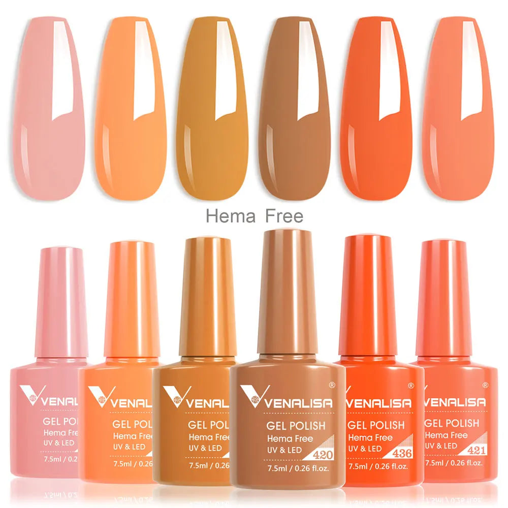Venalisa Nail Gel Polish Kit HEMA TPO FREE Nude Pink Color Collection Self Leveling Full Coverage Nail Manicure Set 6Pcs Kit