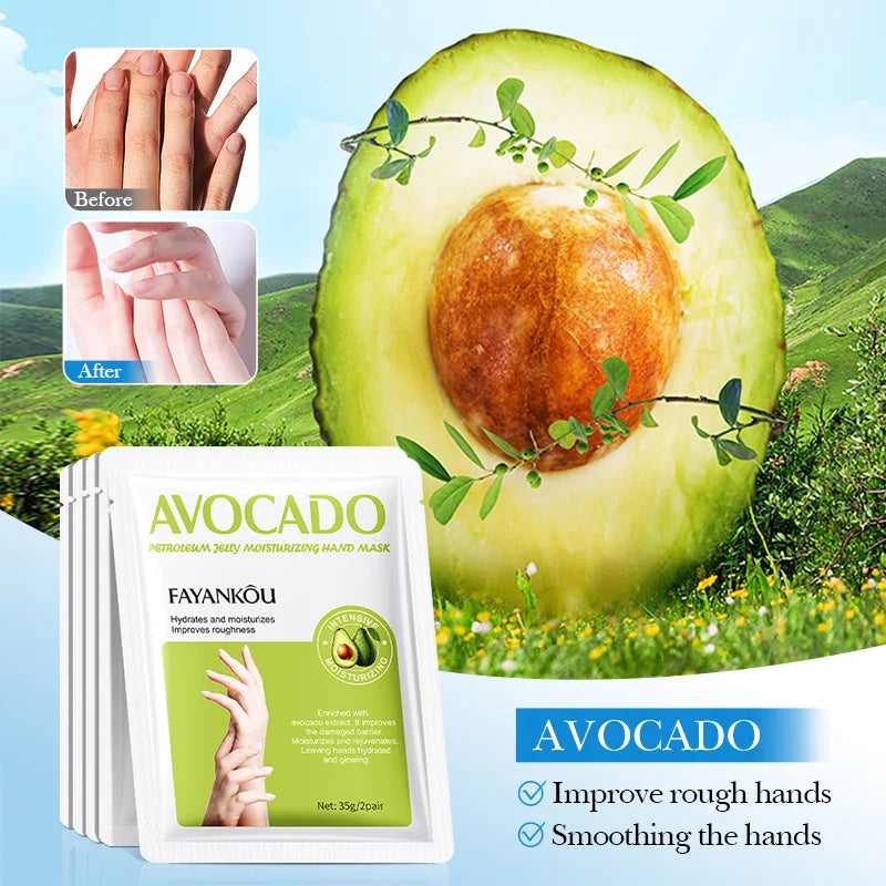 1/3/5 Pairs Avocado Moisturizing Hand Mask Hands Remove Dead Skin Rejuvenating Anti-aging Hydrating Hand Skin Care Products