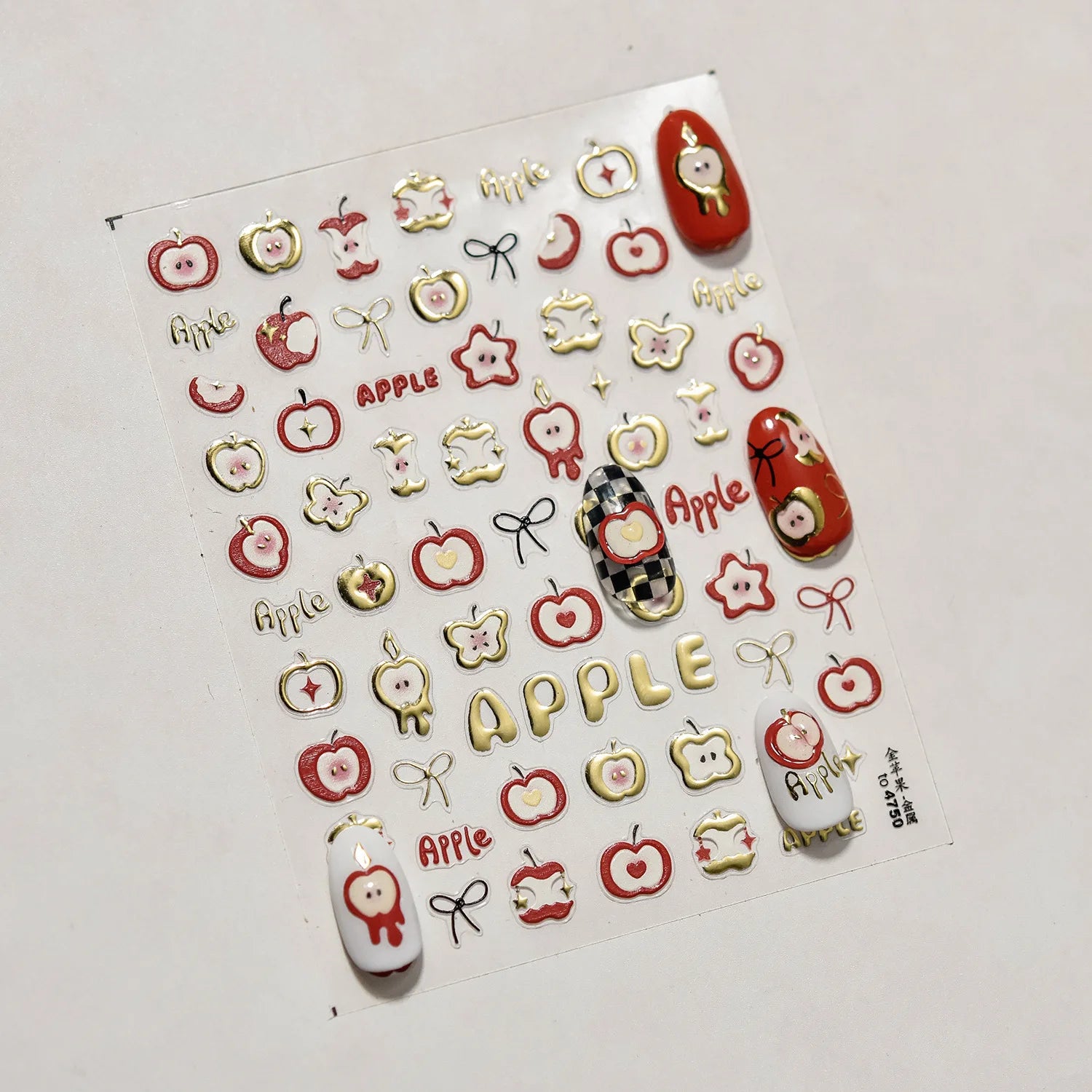 Jelly Nail Stickers Ice penetrating Cat Eyes Red Tomato Smile Bows Self Adhesive Nail Art Stickers DIY 5D Cute Nail Parts Decals