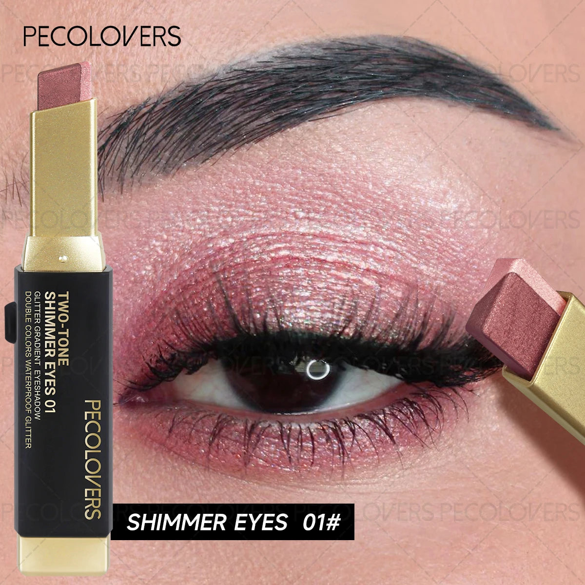 Two Shades Glitter Eyeshadow Stick, High Pigmentation & 6 Color Option & Gradient Smudge, Easy To Use, Portable & Lightweight