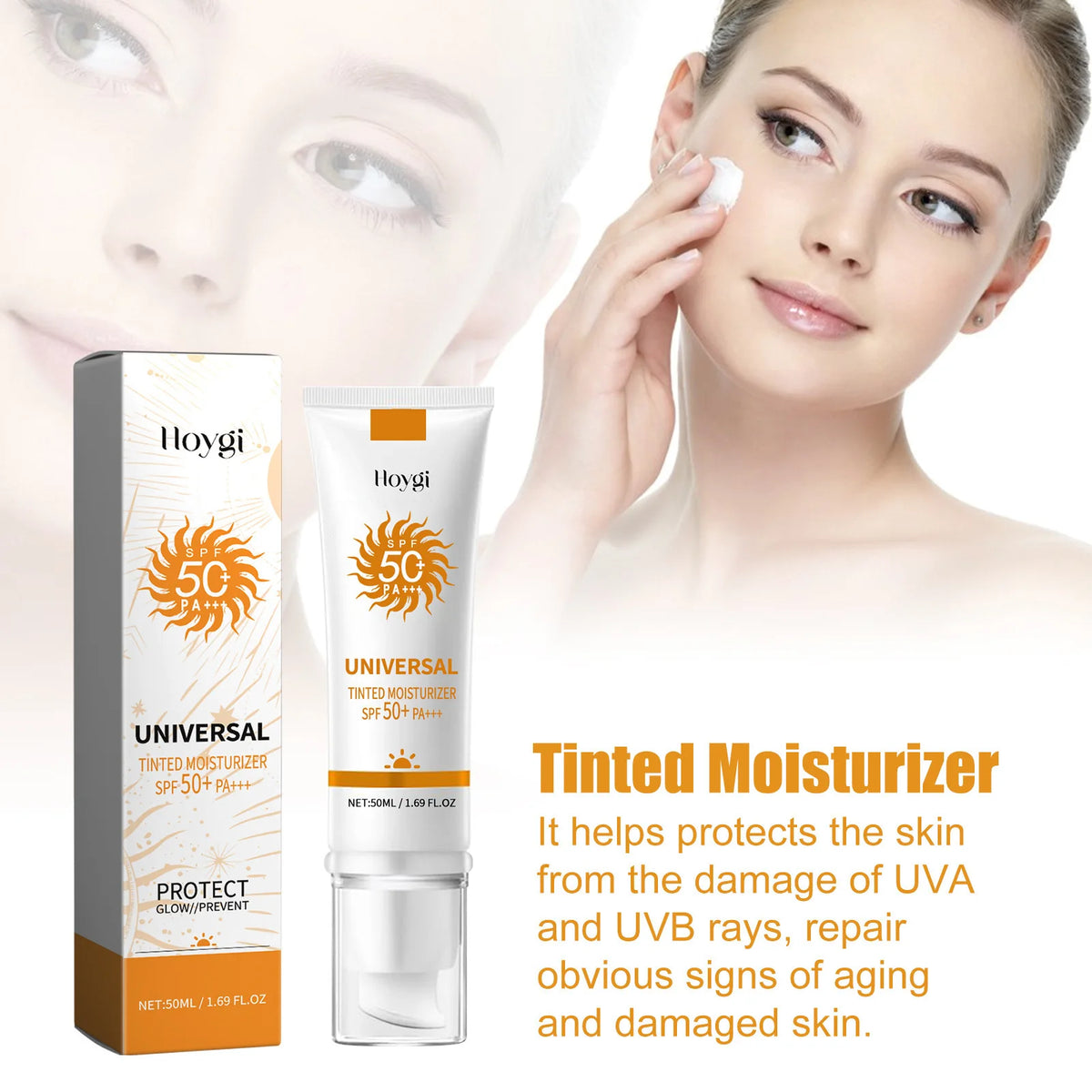 All in One Spf50 Sunscreen Brightening Foundation Cream Cover Anti UV Face Moisturizer Isolation Bleaching Sunscreen Lotion 50ml