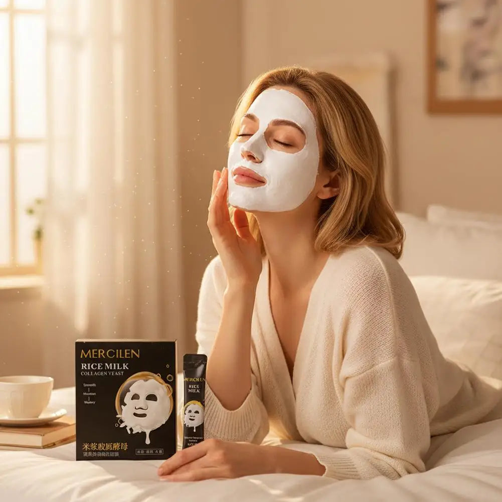 1/2/3Box Mercilen Rice milk collagen mask Moisturizing Hydrating Nourishing Peel-Off Face Mask Tearing Masks Skin Care