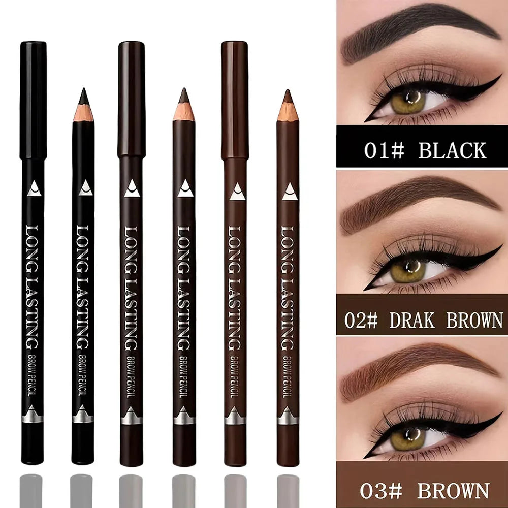 6/12PCS Eye Brow Pencil Waterproof Professional Women Eye Makeup Pen Easy Color Natural Black Brown Cosmetic Beauty Eyebrow Tool