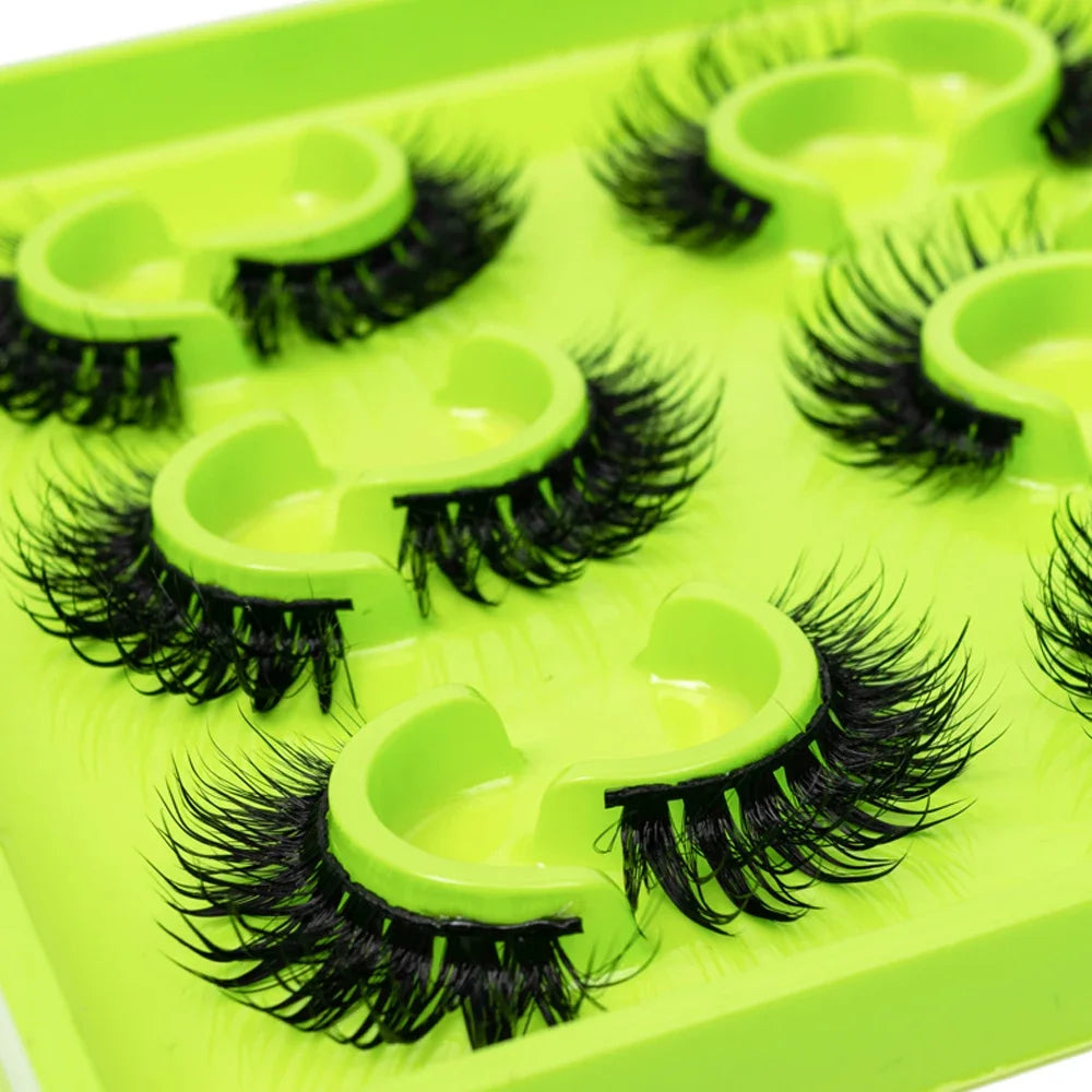 HBZGTLAD 6Pairs Female Cosplay Fake Eyelashes Korean Makeup New Style Wet Spikes 3d Eyelash Bulk Wholesale Manga Lashes