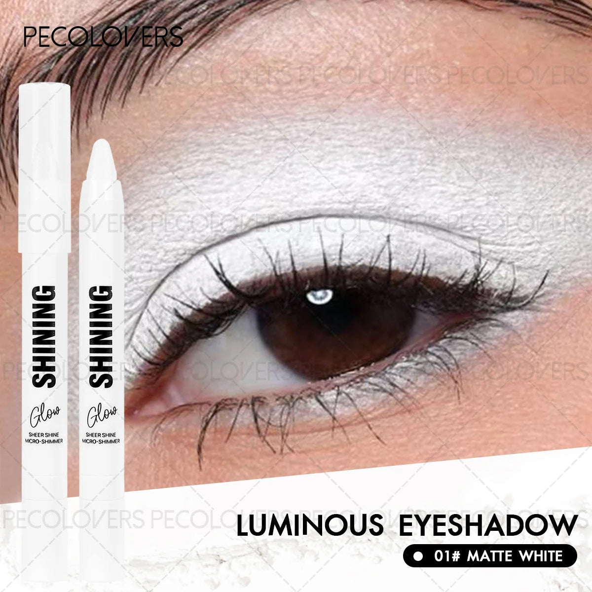 1PC Silvery Eyeshadow, White Eyeshadow, Eye Highlighter, Shimmering, Waterproof and Long-Lasting, Suitable for All Skin Tones