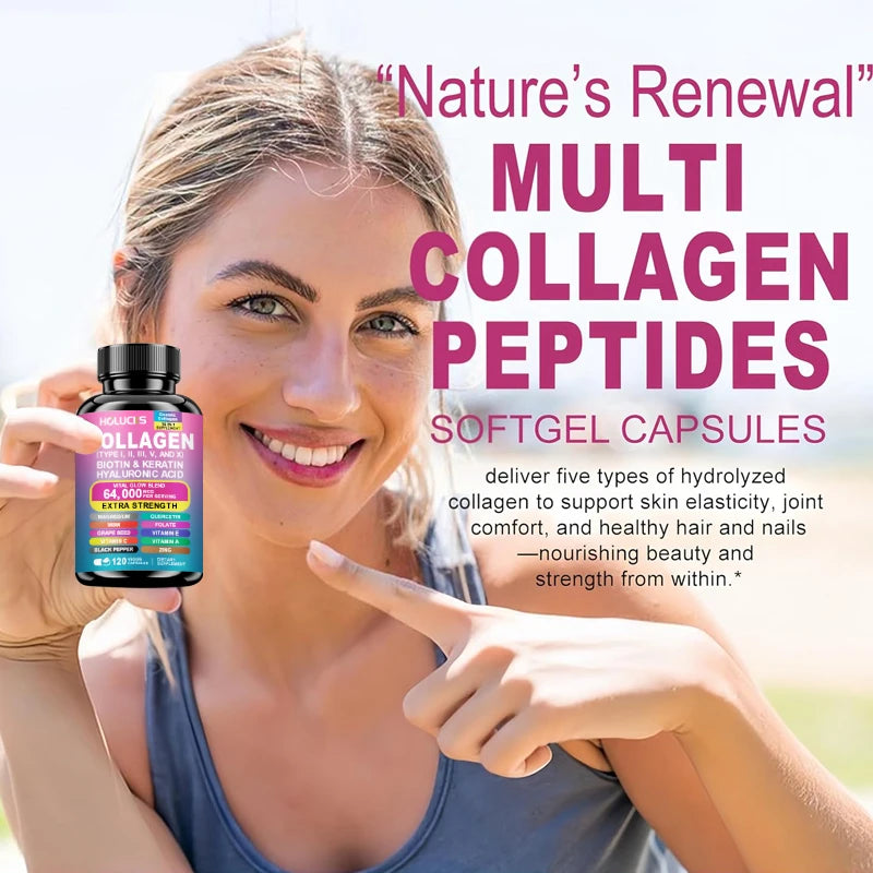 Organic Collagen Capsules Biotin Keratin Skin Care Product Booster-Skin Nail,Hair Care,Anti Aging,Whiteningand Joint Supplement