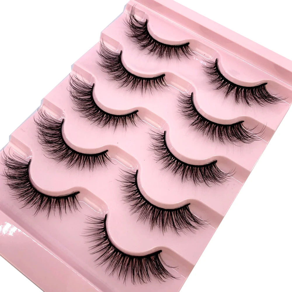 New 5 pairs of handmade mink eyelashes fake eyelashes natural nude makeup simulated cross messy eyes 3D curly eyelashes