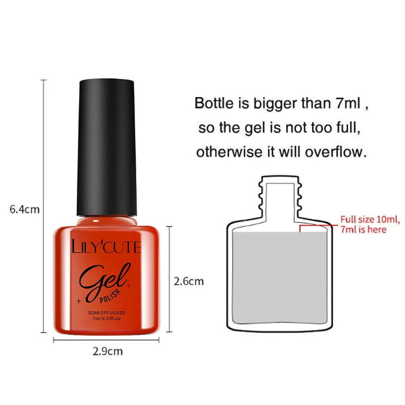 LILYCUTE Spring Summer 7ml Nail Gel Polish Long Lasting 125 Colors Soak Off UV Gel For Women French DIY Nail Art Supply
