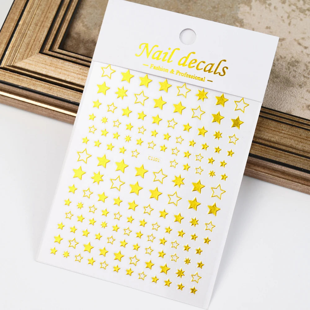 1pcs Star-Themed Nail Art Stickers 3D Self-Adhesive Plastic Decals With Glitter Finish Anime Rectangle Shape Ideal For DIY Nails