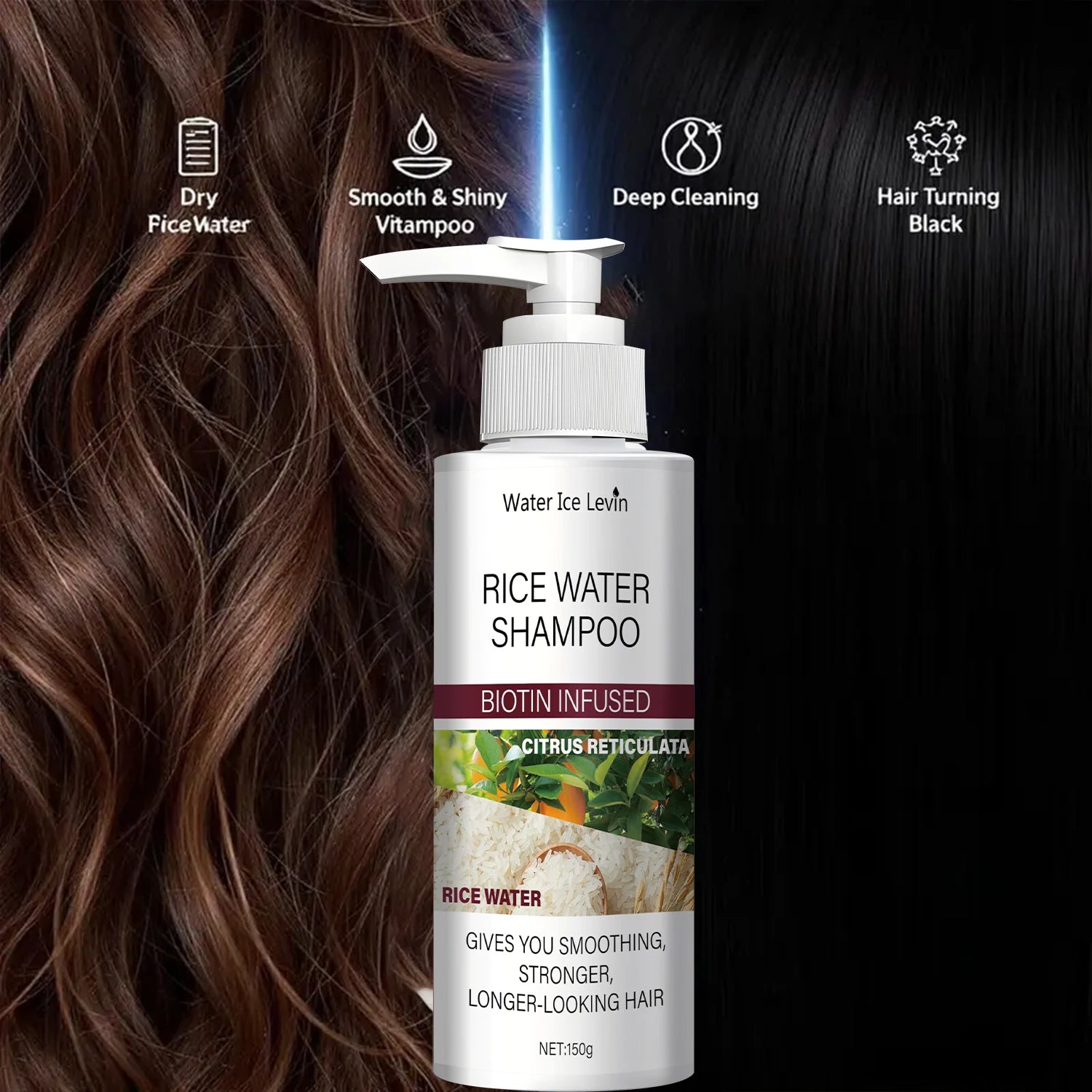 Rice Water Shampoo with Biotin & Keratin - Smoothing & Strengthening, Citrus Freshness, Winter Hair Therapy, Long-Looking Hair