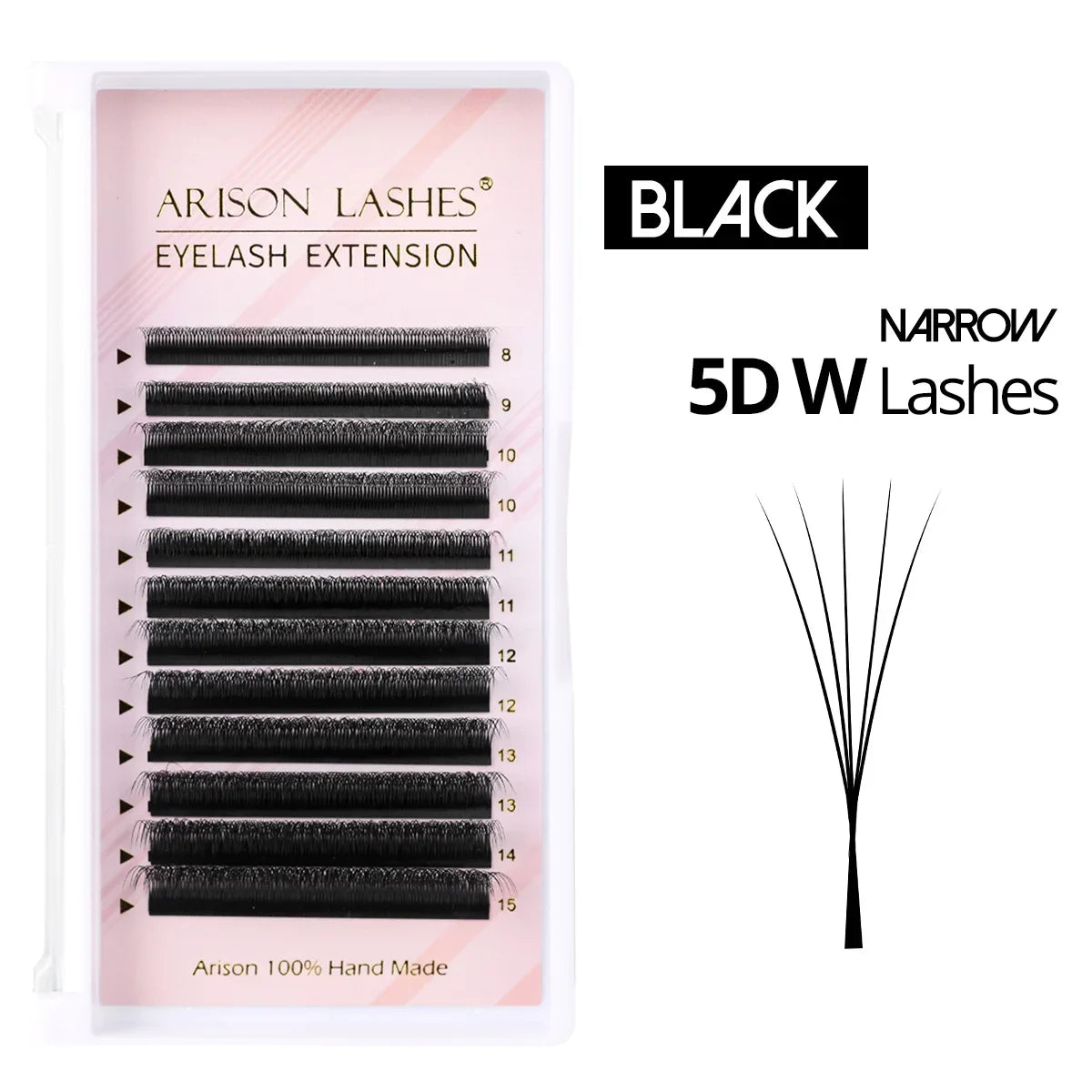 ARISON Narrow 3D/4D/5D W Eyelashes Extension Premade Fans V Shaped Soft Matte Black Easy Pick Up False Lashes
