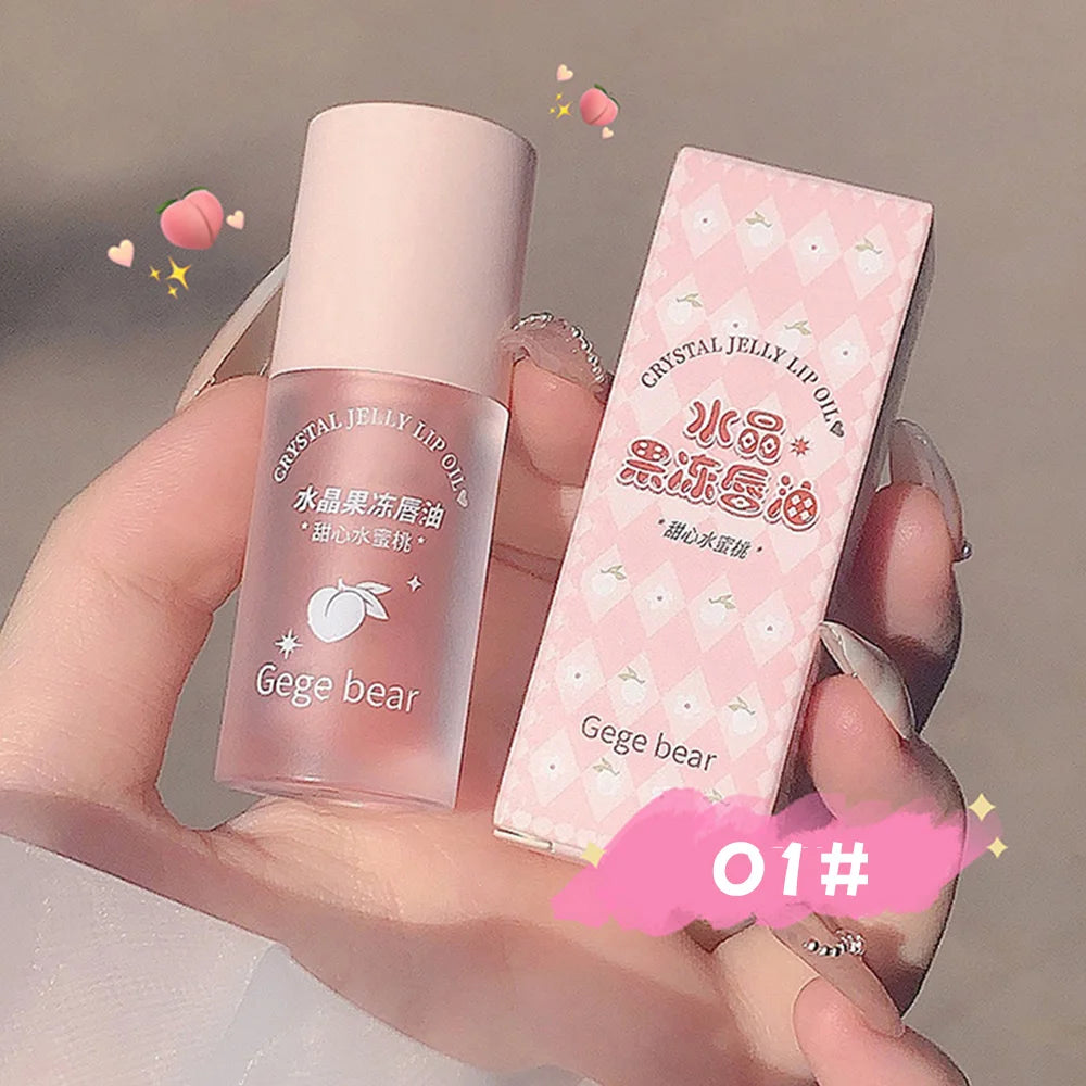 Gege Bear Crystal Jelly Fruit Lip Oil Peach Grape Avacado Hydrating Moisturizing Nourishing And Lightening Lips Line