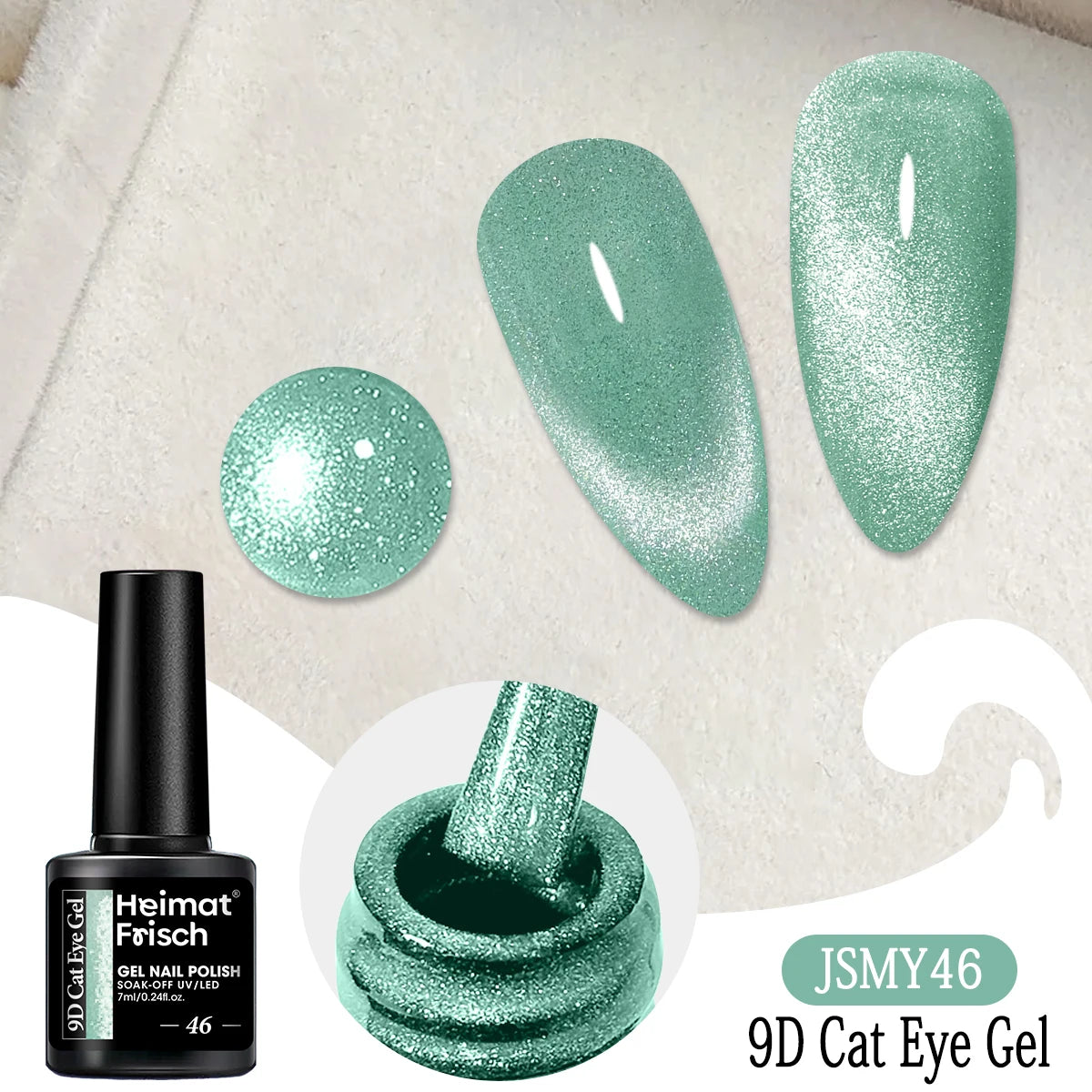 Heimat Frisch Single 0.24oz Crystal Cat Eye Gel Nail Polish - Holographic Glitter, Translucent and Magnetic Effect, Long-Lasting