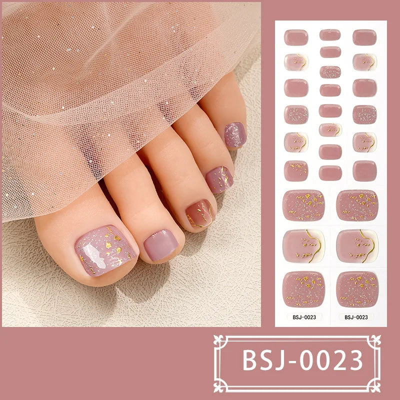 26Tips Pure Toe Gel Nail Sticker Hardens with UV Lamp Curing Waterproof Phototherapy Oil Gel Foil Nail Art Decorations