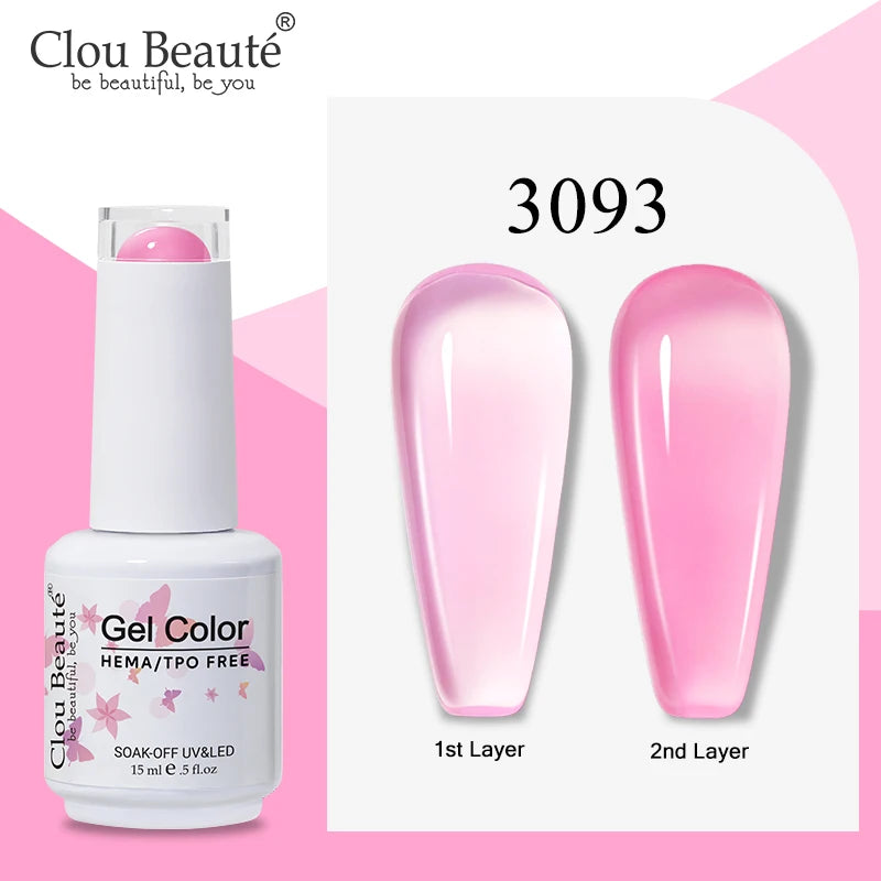 Clou Beaute Semi-transparent Jelly Color UV Gel Manicure Gel Nail Nail Supplies For Professionals Semi-permanent Varnish 15ml