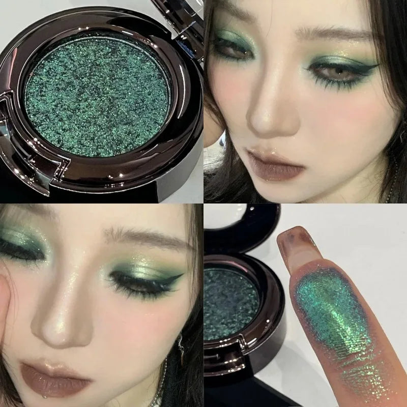 Metallic Glitter Eyeshadow Cream Chameleon Butterfly Green Shimmer Highlighter Pearlescent Eyeshadow Palette Sparkle Eyes Makeup