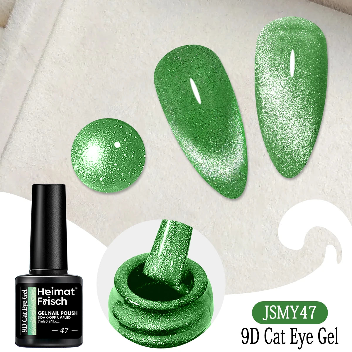 Heimat Frisch Single 0.24oz Crystal Cat Eye Gel Nail Polish - Holographic Glitter, Translucent and Magnetic Effect, Long-Lasting