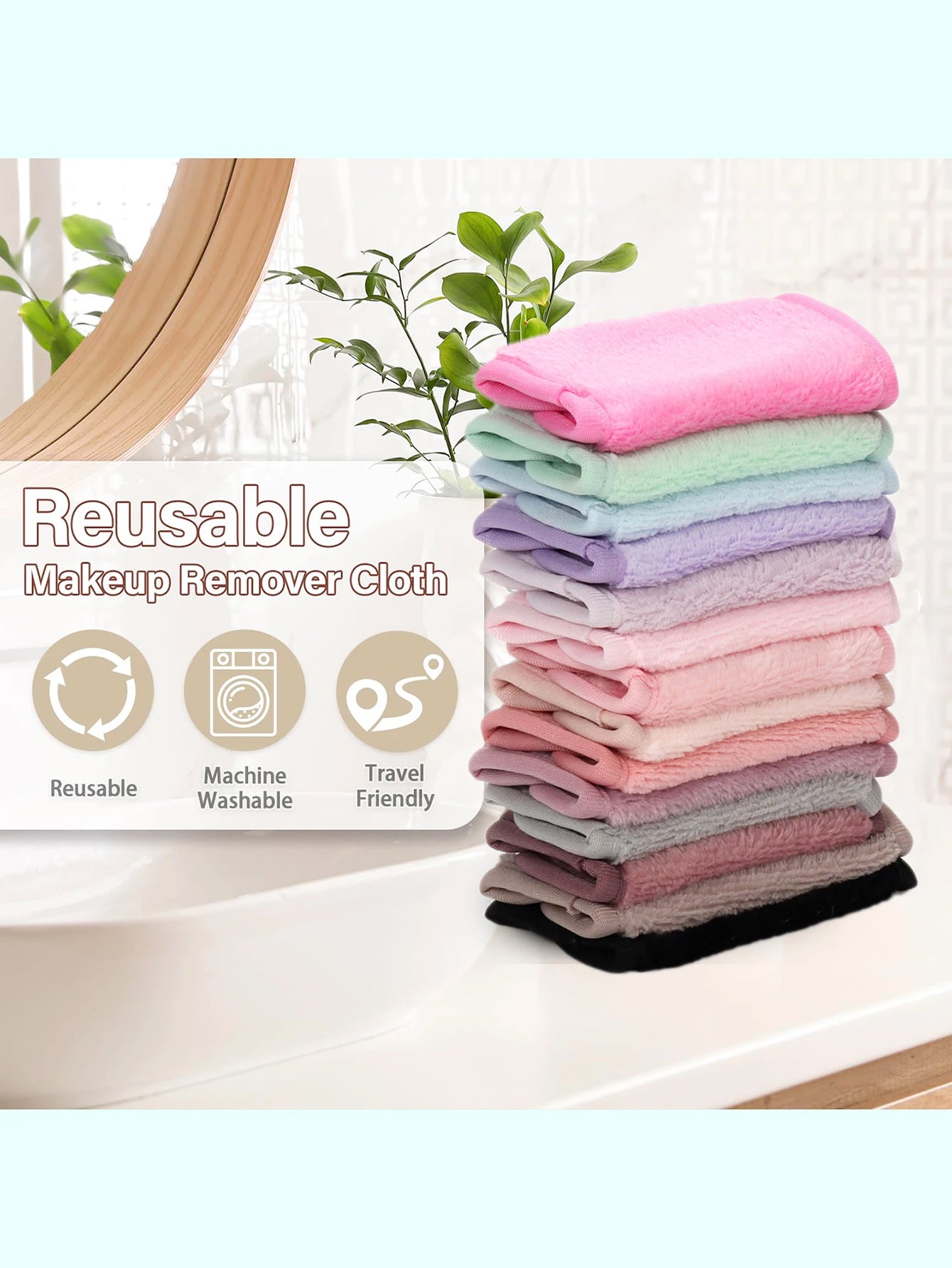 1020 Long Bandage Cleaning Wipes 6Pcs, Machine Washable, Reusable Makeup Remover Tools, Suitable for All Skin Types