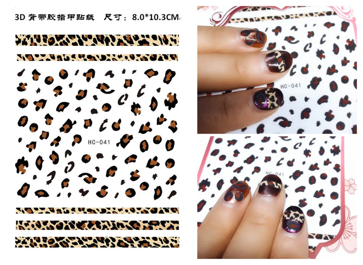 Press on Nails Tiger Symbol Nails Decals Design Fierce Wild Animal Leopard Decoration Manicure Stickers Nails Accessories Tools