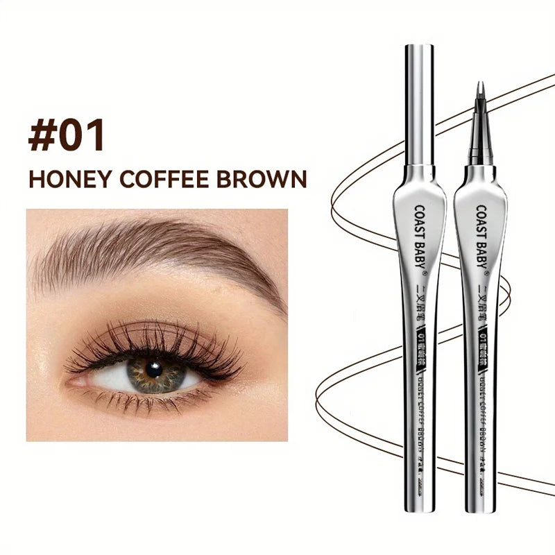Beginner Friendly 2 Forks Tip Eyebrow Pen COAST BABY Waterproof Long Lasting Natural Smudge Proof Brow Pen
