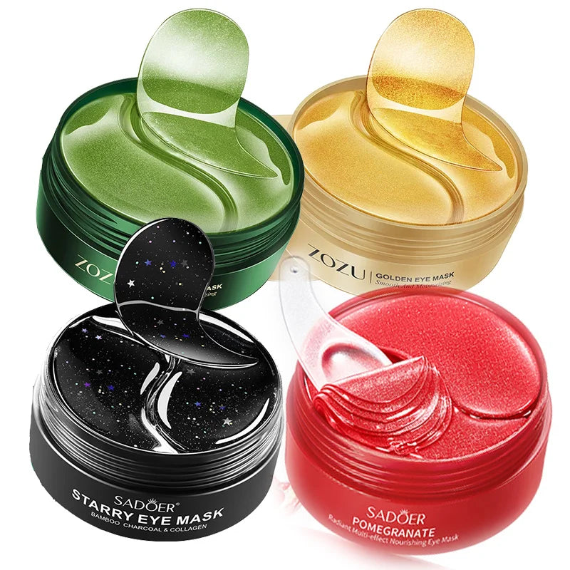 240pcs=120pairs Eye Patches Hyaluron Acid & Gold & Seaweed & Cucumber Hydrating Milk Moisturizing Crystal Collagen Gel Eye Mask