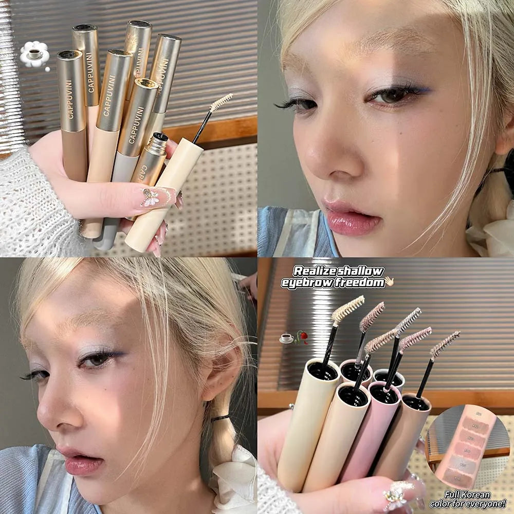 6 Colors Natural Brow Pomade, Waterproof Tinted Eyebrow Gel Cream, Soft Matte Hairy Brow Makeup with Wheat Brush