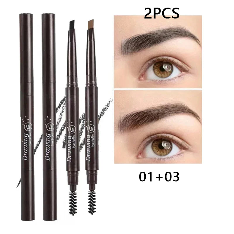 Double-headed Eyebrow Pencil Extremely Fine Waterproof Eyebrow Enhancers Long Lasting Brow Cosmetics Professional Brow Makeup