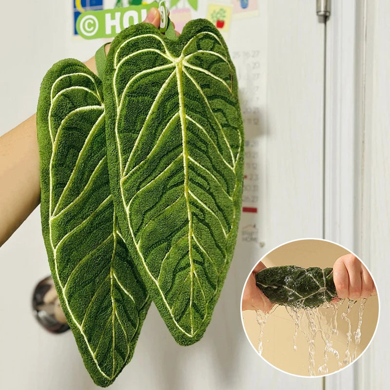Leaf Hand Towel Bathroom Accessories Absorbent Kitchen Towel Soft Towel Hanging Towels Handkerchief Towels Home Wash Hand Towels
