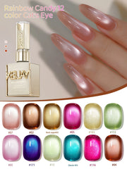 XEJAYI 1pc 15ml Rainbow Candy Cat Eye Gel Nail Polish,UV LED Soaking Nail Gel, Semi-Permanent, DIY Salon Quality