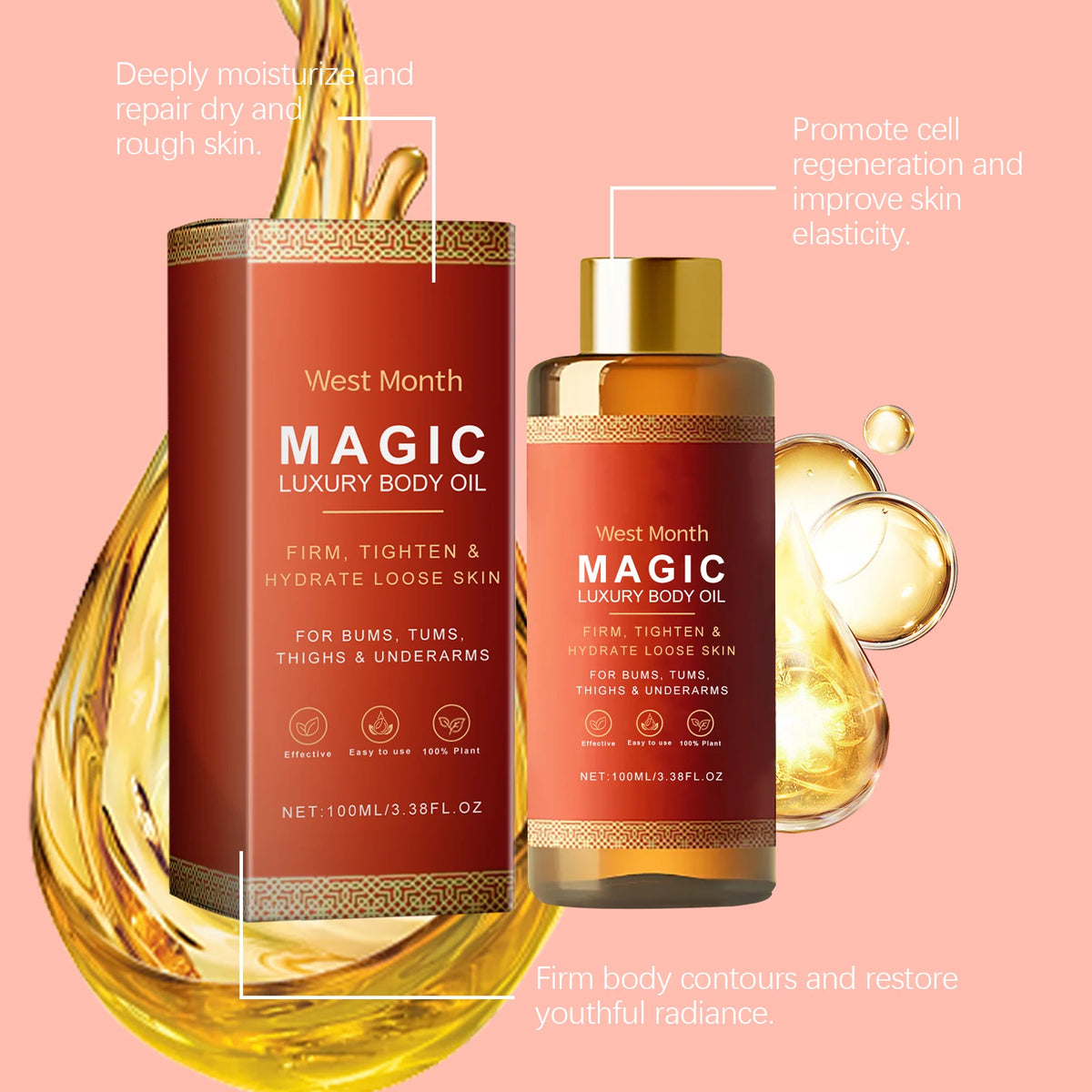 West Month Body Tightening Moisturizing Oil and Moisturizing Oil Moisturize Soft and Tightening Skin Daily Care Nourishing Oil