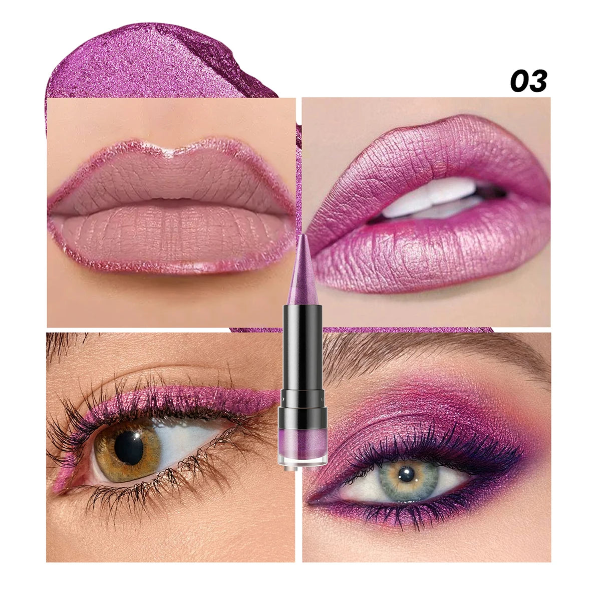 YOUNG VISION Dual-Finish Lipstick Pointed Tip 6 Colors Matte Pearl Shimmer Waterproof Kiss-Proof Non-Transfer