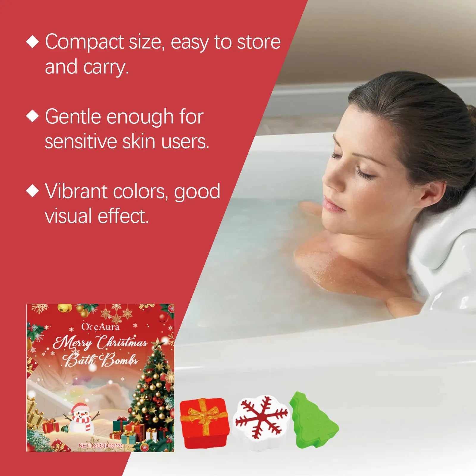 Soothing Body Christmas Bath Bomb Set Stress Relief Relaxation Exfoliation Moisturizing Aromatherapy Body Care Bath Bomb