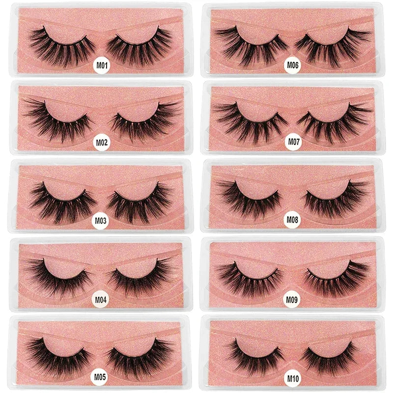 Mink Eyelashes 10 Pairs 3D Mink Lashes Natural False Eyelashes Pack Makeup Fake Eyelashes Bulk