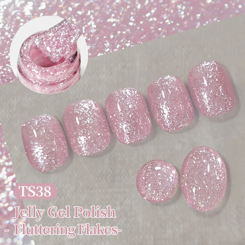 BORN PRETTY 10ml Fluttering Flakes Jelly Gel Polish Semi Permanent Soak Off UV Gel Nail Art Manicure Nail Supplies Vernis