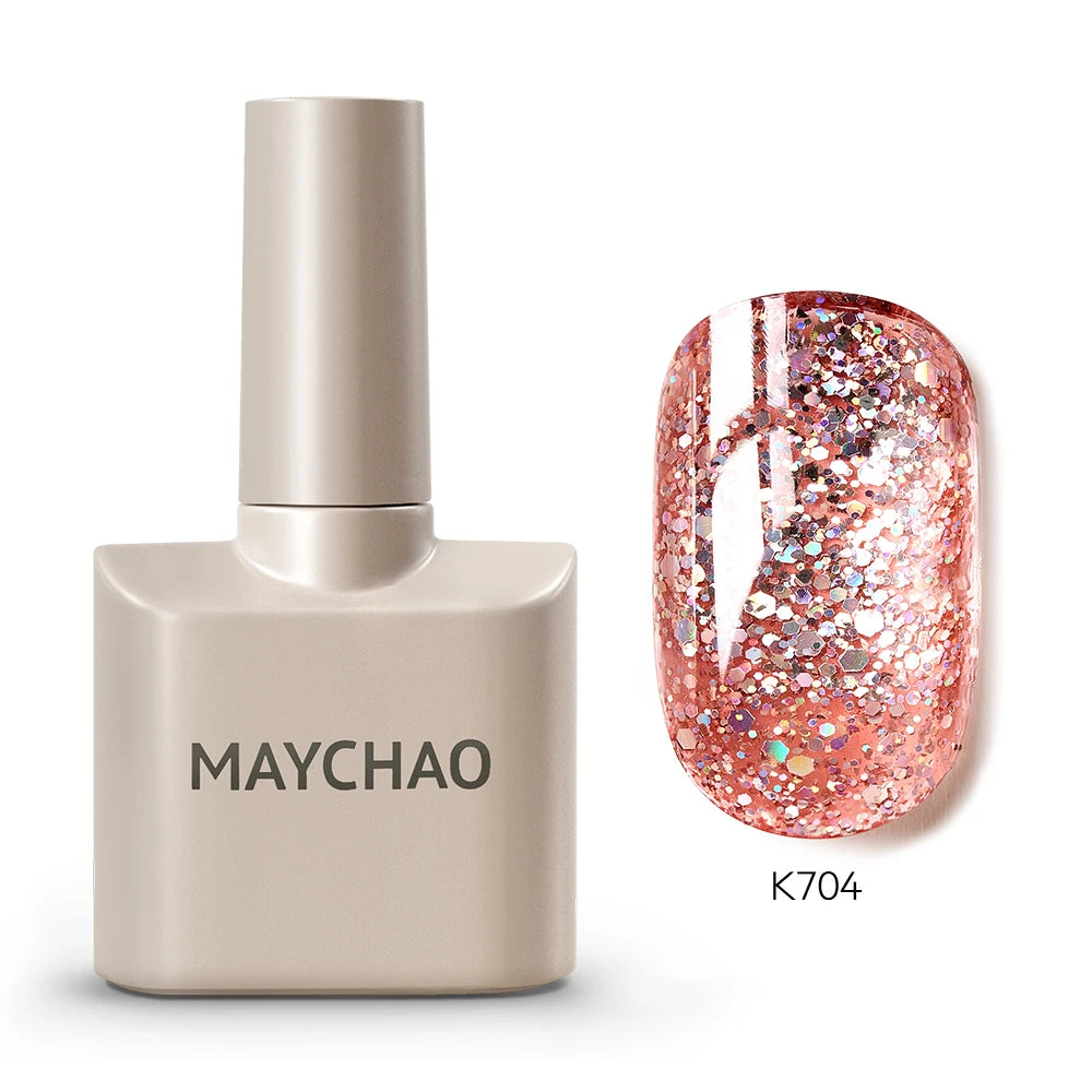 MAYCHAO Cherry Red Gel Nail Polish 12ml Glossy Semi Permanent Soak Off UV LED Frosted Gel Nails Base Painting Varnish