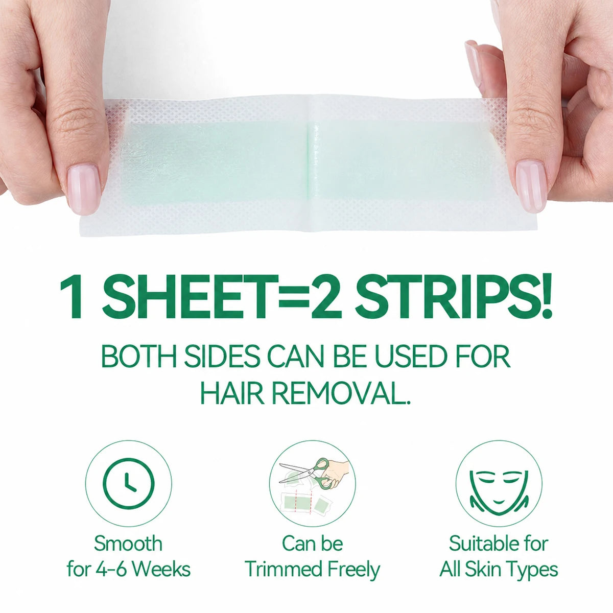 15Pcs Aloe Scent Disposable Hair Removal Wax Strips, Face & Body Depilatory Wax for Eyebrow Lip Armpit