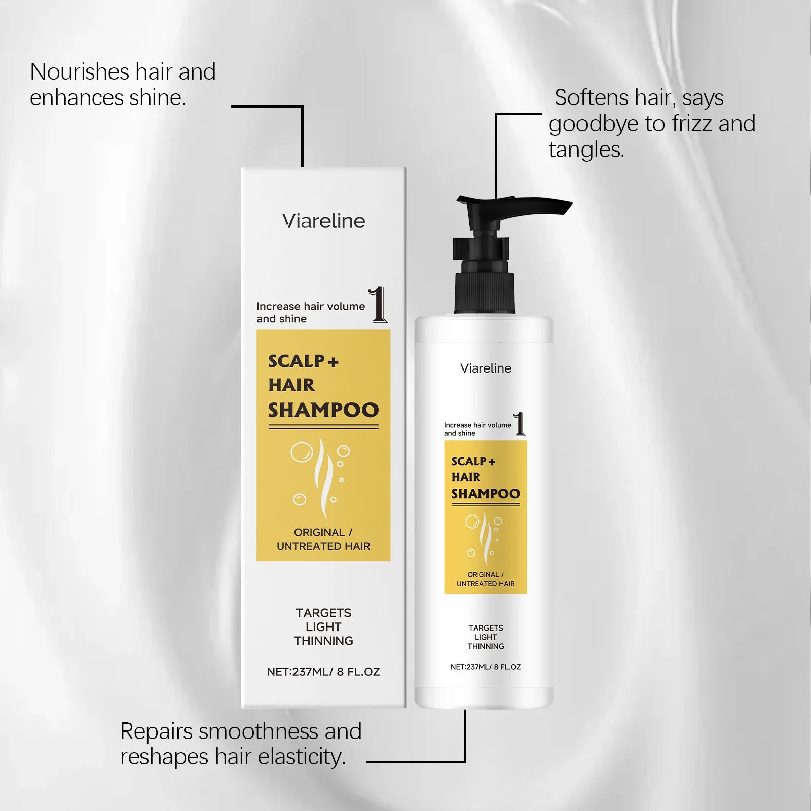 237ML Amino Acid Hair Shampoo Gentle Cleaning Dirts Nourishing Increase Hair Volume & Shine Strengthening Smoothing Hair Shampoo