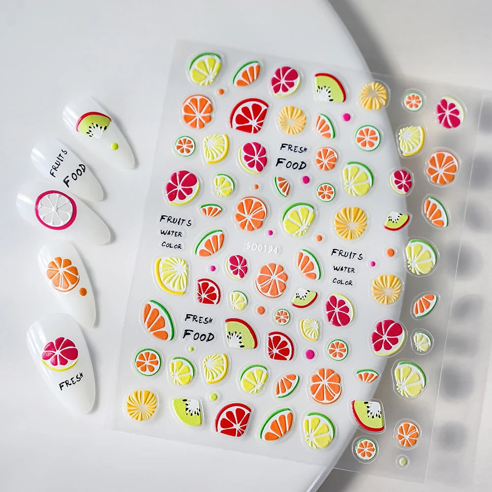5D Lovely Panda Animal Nail Stickers Bunny Korean Cartoon Relief Self Adhesive Nail Art Stickers Cute Pretty Smile Star Manicure