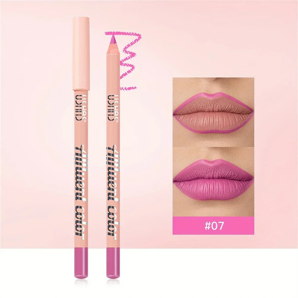 Fine Slim Lip Pencil Waterproof Easy To Color Matte Pink Purple Long-lasting Waterproof Non Stick Cup Pigment Sexy Lip Cosmetics