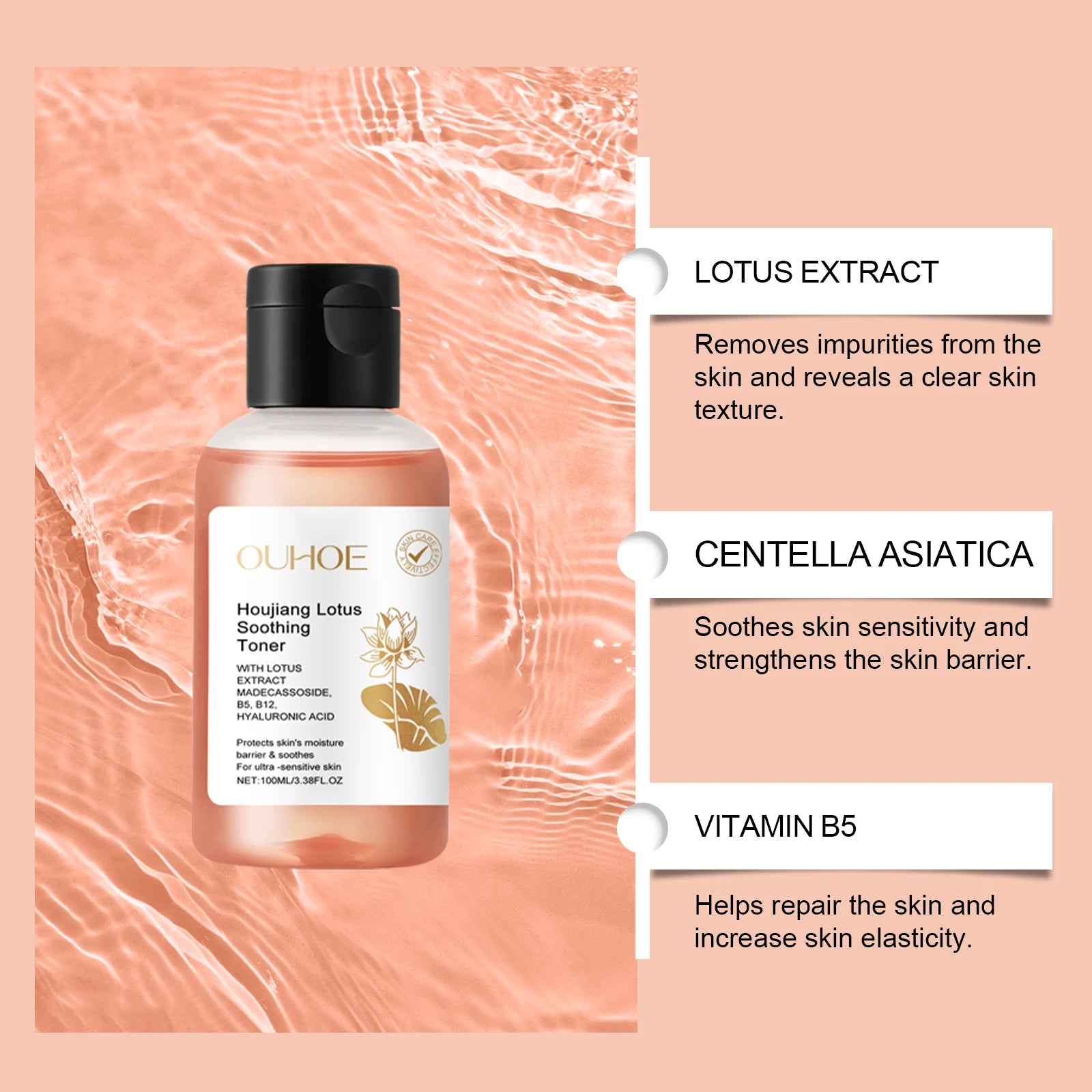 Lotus Toner - Hydrating, Moisturizing & Soothing Facial Skin, Refining Pores & Brightening for Glowing Skin, Floral Face Essence