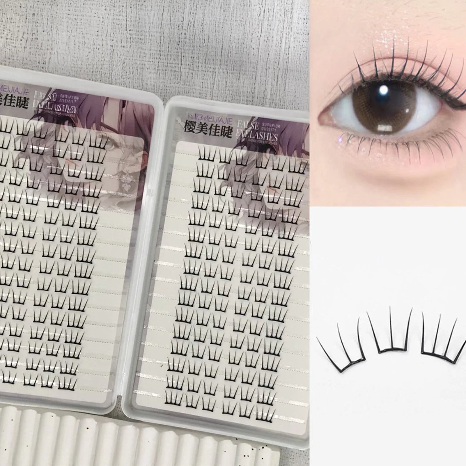 Korean style Lashes Natural soft Thin false Eyelash extenstons W shape Wispy fake Eyelashes For Women daily eyelash Party Makeup