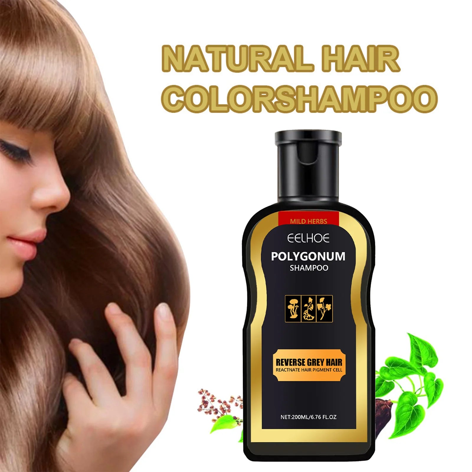Polygonum Multiflorum Hair Shampoo Cover Gray White To Black Cleaning Dandruff Relief Itch Moisturizing Herbal Darkening Shampoo