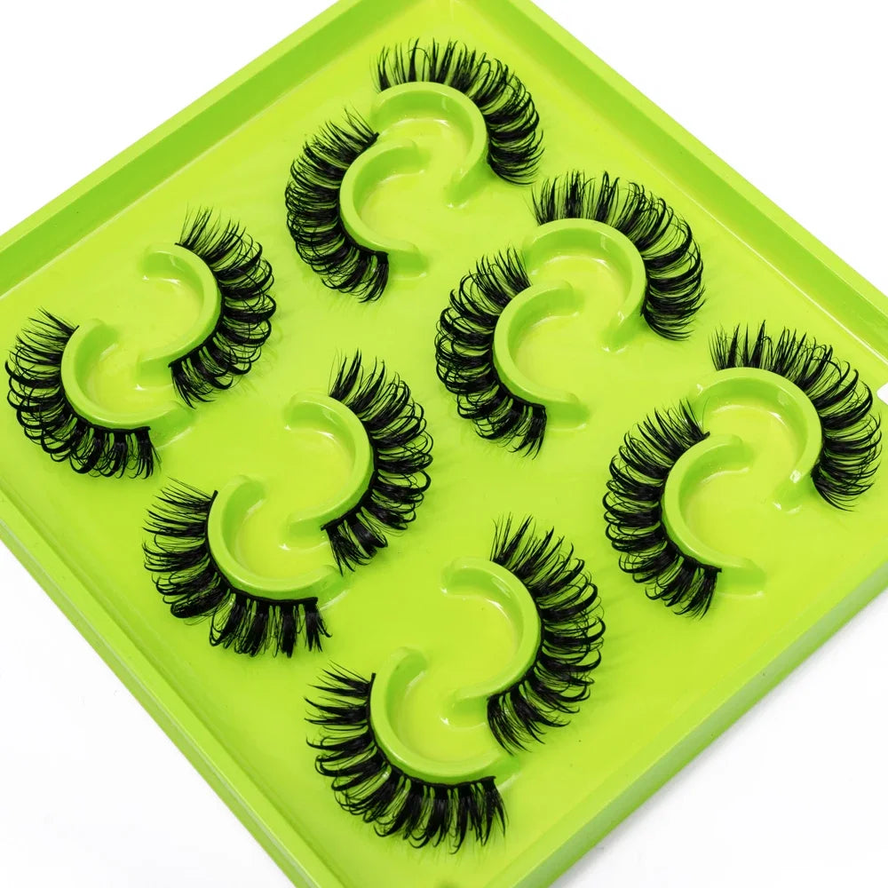 HBZGTLAD 6Pairs Female Cosplay Fake Eyelashes Korean Makeup New Style Wet Spikes 3d Eyelash Bulk Wholesale Manga Lashes