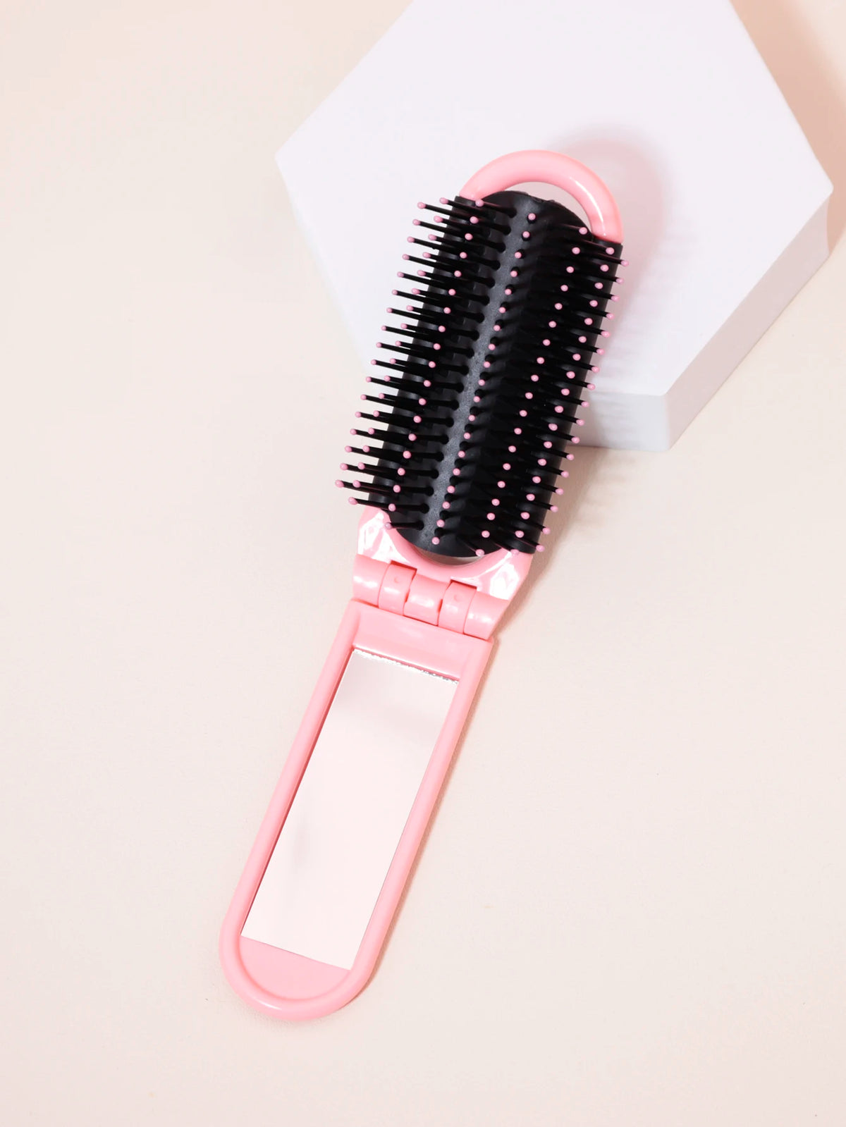 1pc portable mini foldable anti-static massage mirror hair comb travel girl with mirror foldable comb Special for real hair wigs