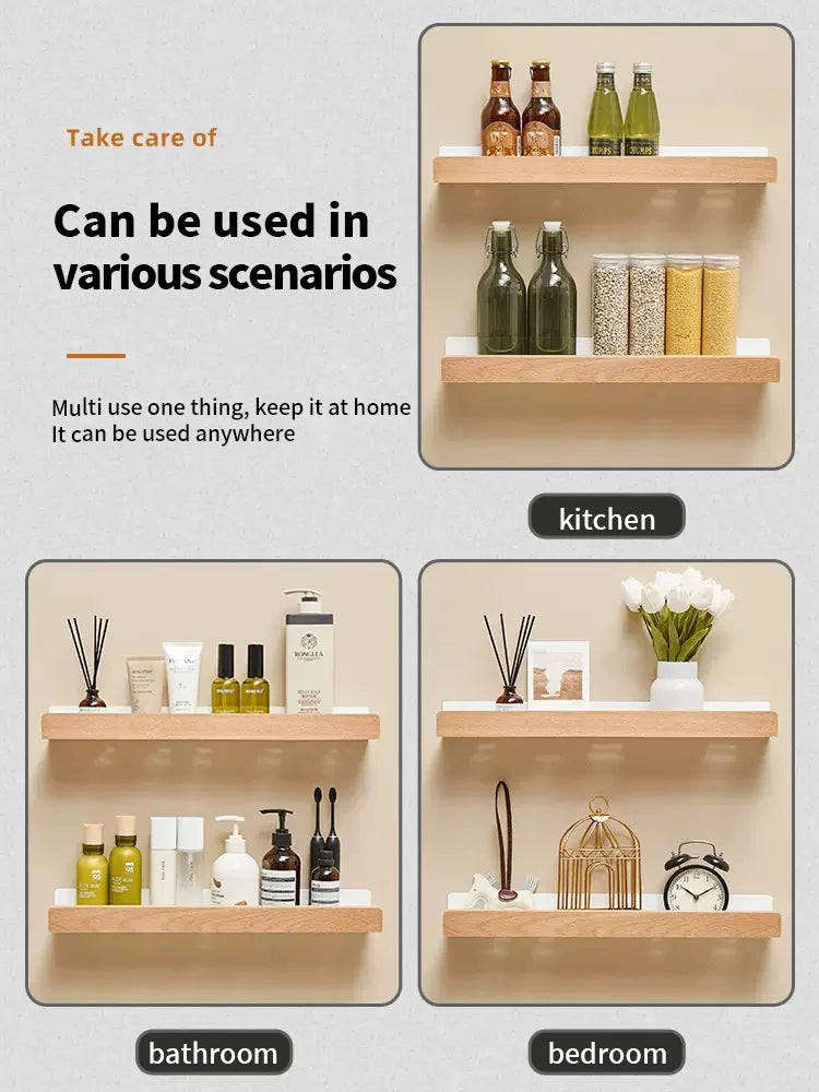 Wood Aluminum Waterproof for Bathroom Shelf Shelves Shampoo Makeup Storage Holder Accessories Kitchen Sorage Bath Accessories