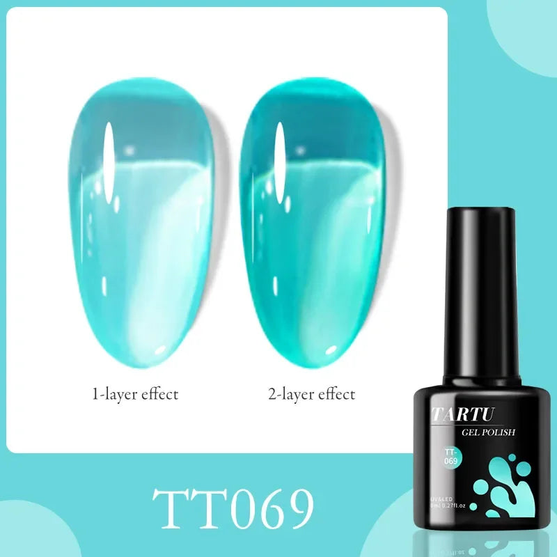 1PC 8ML Jelly Natural Gel Nail Translucent Black Pink Blue Purple Gel Polish UV/LED Soak Off Gel Polish for DIY Holiday Gift