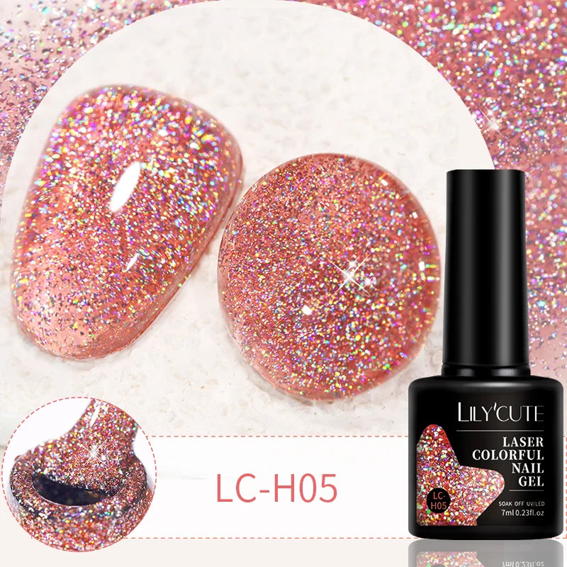 LILYCUTE 7ml 9D Black Crystal Cat Magnetic Gel Nail Polish Laser Silver Glitter Semi Permanent Manicure For Nail Art Gel Varnish