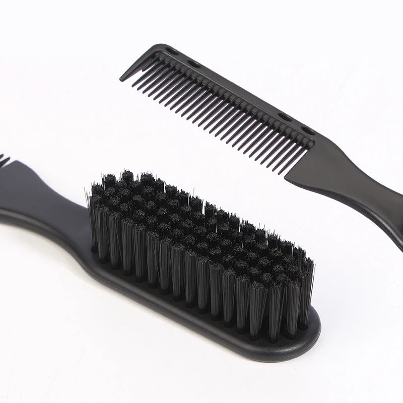 Double-sided Comb Brush Black Small Beard Styling Brush Professional Shave Beard Brush Barber Vintage Carving Cleaning Brush